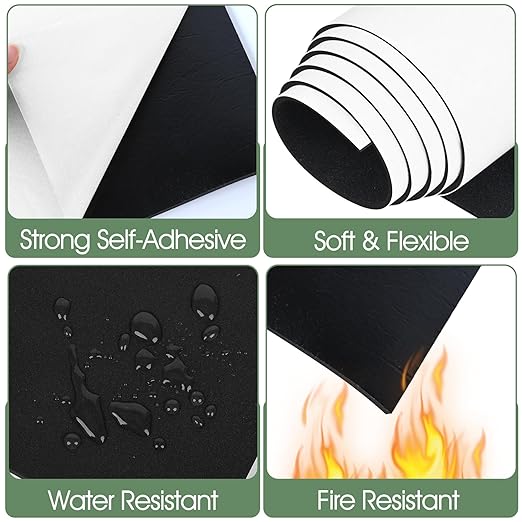 Tolanbbt Sponge Neoprene Foam Sheet with Adhesive - 1/4” Thick, 12” x 118” Closed Cell Foam Rubber Roll, Weatherproof Soundproof Padding for Automotive, Cabinet, Furniture, Crafts, DIY, Black