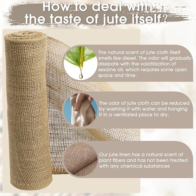 Burlap Fabric - Garden Burlap Fabric Roll Natural Jute Outdoor Fabric Burlap Weed Barrier Trees Trunk Wrap for Crafts Farmhouse Gardening Table Decor for Crafts (19.7" x 30 Feet)