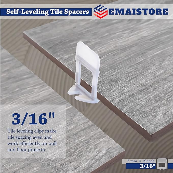 Tile Leveling System (3/16 Inch) – 2000 Tile Spacers – Compatible with Most Wedges for Smooth, Seamless Floor & Wall Tile Installation – 5mm Ceramic & Stone Spacers