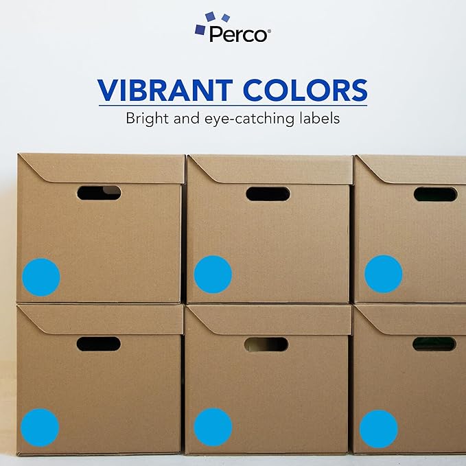 Perco Light Blue 3-Inch Round Circle Dot Sticker Labels - Multi-Roll Pack (3 Rolls, 500 Labels Each) - Permanent Adhesive, Vibrant Colors, Strong Hold - Perforated for Easy Use - Made in USA