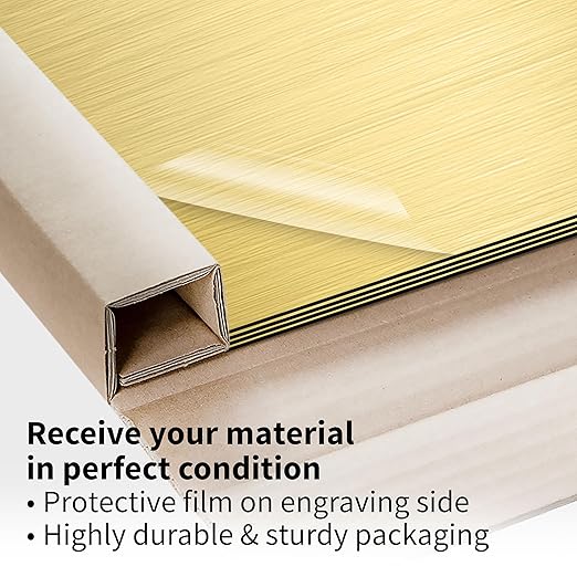 Trotec | Metallic Looking Acrylic Sheet | 12"x24"x1/16, 4 Pcs | Brushed Gold/Black | Metallic Finish - Scratch Resistant for Laser Engraving & Cutting,Printing,Glowforge,Name Plate | USA Made