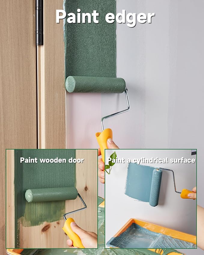 Voomey 17 Pcs 6 Inch Foam Paint Roller Kit with Angle Paint Brush,Paint Tray with Liners,Paint Kit for Painting Walls,Cabinet,Trim
