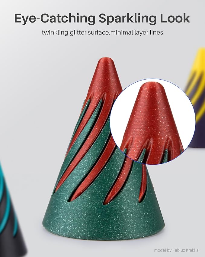 ELEGOO PLA Filament 1.75mm 2KG Sparkle Black & Turquoise, Glitter Twinkling 3D Printer Filament Dimensional Accuracy +/- 0.02mm, 2pcs 1kg Spool(2.2lbs) Fits for Most FDM 3D Printers