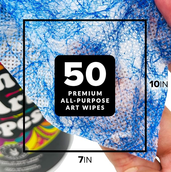 Paint and Art Wipes, Heavy-Duty Cleaner for Paint, Epoxy, Glue, Latex & Acrylic Stains, 2 Pack (50 Wipes Each), Safe for Hands, Brushes, Plastic, Metal, Wood & Floors