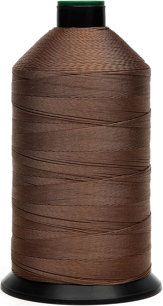 Extra Strong Bonded Nylon Thread #138 Tex135 – 16 OZ, 3000yds, Versatile Stitching Solution for Leather, Upholstery, Canvas Repair and More (Tawny Brown)
