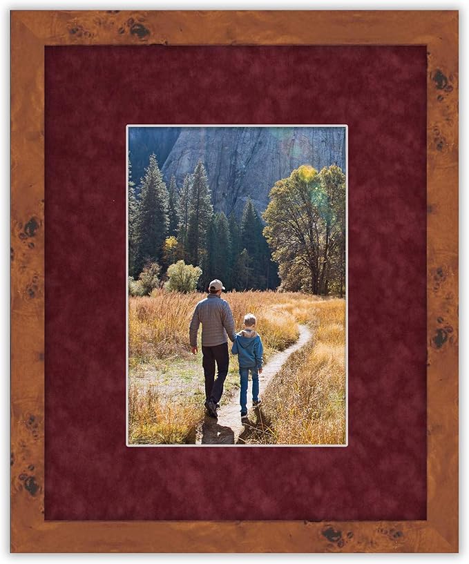 8x10 Mat Bevel Cut for 5x8 Photos - Acid Free Dark Red Suede Precut Matboard - For Pictures, Photos, Framing - 4-ply Thickness