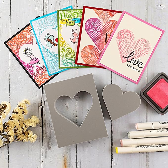 BAOFALI 4 Pcs Heart Cut Stamping Foam Grey Moldable Foam Stamps Plastic Dry Foam Stamp Pad Cut and Dry Foam Stamping Foam Block for Sculpture, Modeling, DIY Arts and Handicrafts Projects