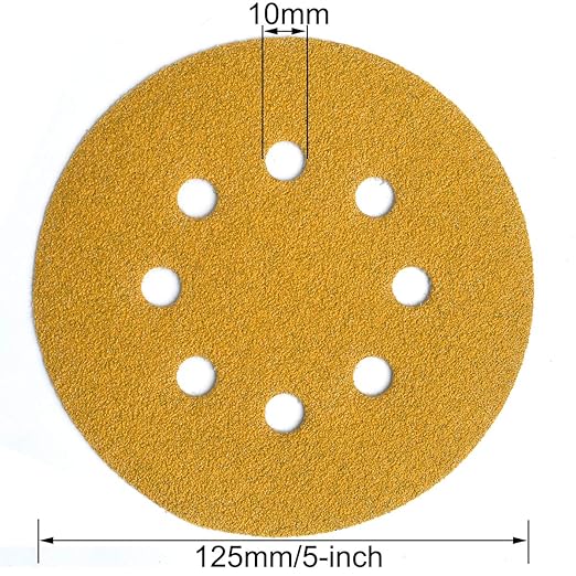 5-Inch 8-Hole Hook and Loop Sanding Discs 80-Grit Random Orbit Sandpaper, 50-Pack