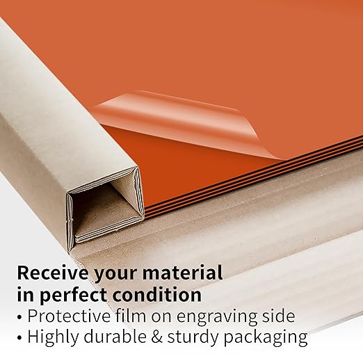 Trotec TroLase | 12"x20"x1/16", 4 Pcs | Orange/Black| 2 Ply | Modified Acrylic | Laser Engraving Double Color Plastic Sheet | Engraving Blanks for Laser, Saw, Guillotine | Made in USA