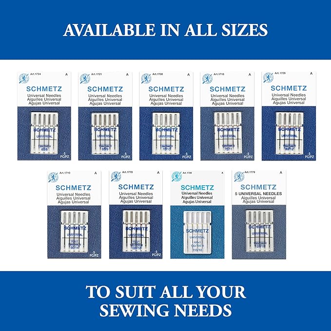 SCHMETZ Universal Sewing Machine Needles - Heavy Duty Multi Purpose Sewing Needle, Size 100/16, 5-Needle Card, Pack of 10