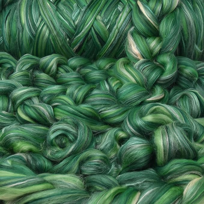 Merino Silk Luxe Tonal Designer Blend. Superfine Merino, Mulberry Silk, Tussah Silk. Top Roving for Spinning or Felting. Eden 1oz