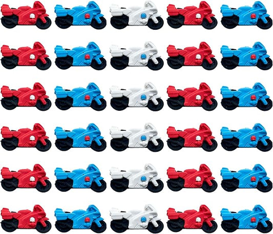 36 Pcs Pencil Eraser Set, 3D Cute Erasers for Kids, Children's Gifts, Party Favor, Classroom School Rewards (Motorcycle)