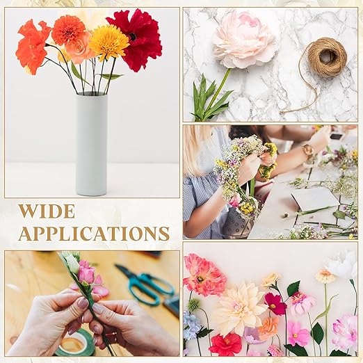 uxcell 50Pcs 2 Gauge Floral Wire, 11.81" Length Flower Stem Wires with 0.08" x 32.8ft Twine for Wreath Making, Flower Arrangement, Light Green