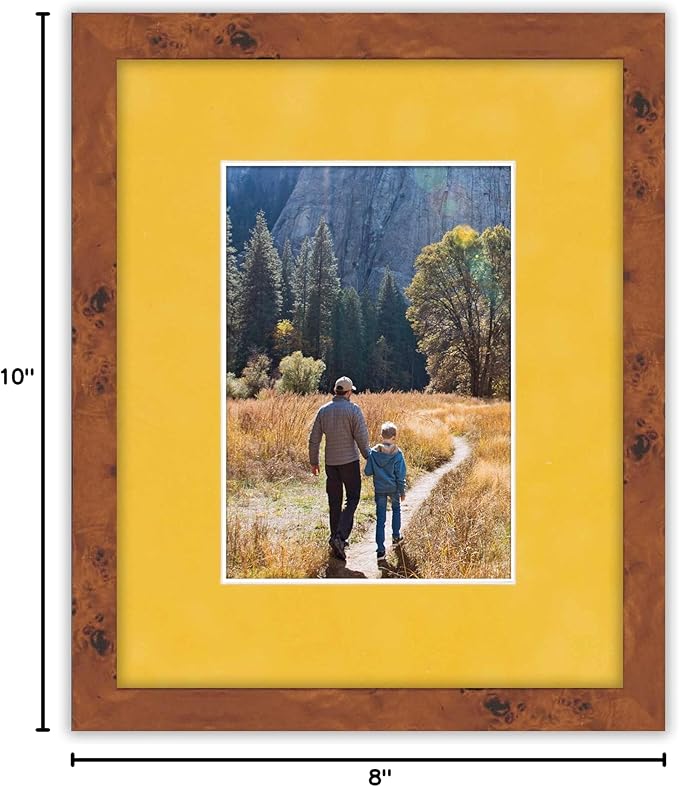 Pack of Ten Acid Free 8x10 Mats Bevel Cut for 5.5x8.5 Photos - Sunrise Yellow Suede Precut Matboards With Backing Boards and Self Seal Photo Mat Bags For Pictures, Photos, Framing - 4-ply Thickness