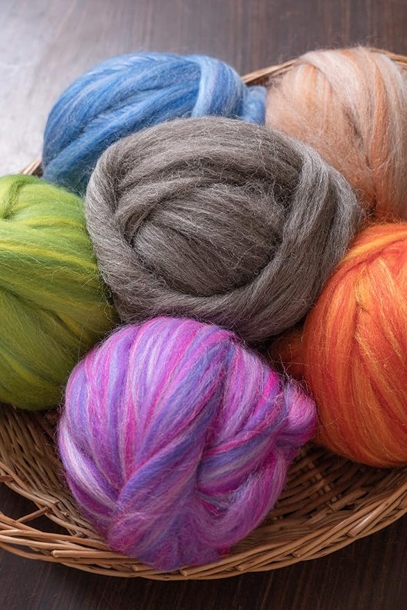 Multi Colored Natural Wool roving, 1 lb. Best Wool for Needle Felting, Wet Felting, handcrafts and Spinning. (Forest, 1lb)