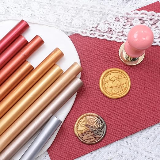 Rose Gold Wax Seal Sticks, 30pcs Sealing Wax Sticks, HOSEALING Glue Gun Wax Seal Sticks for Wax Seal Stamp, Premium Sealing Wax for Wedding Invitations, Letter, Envelope (Mini Size)