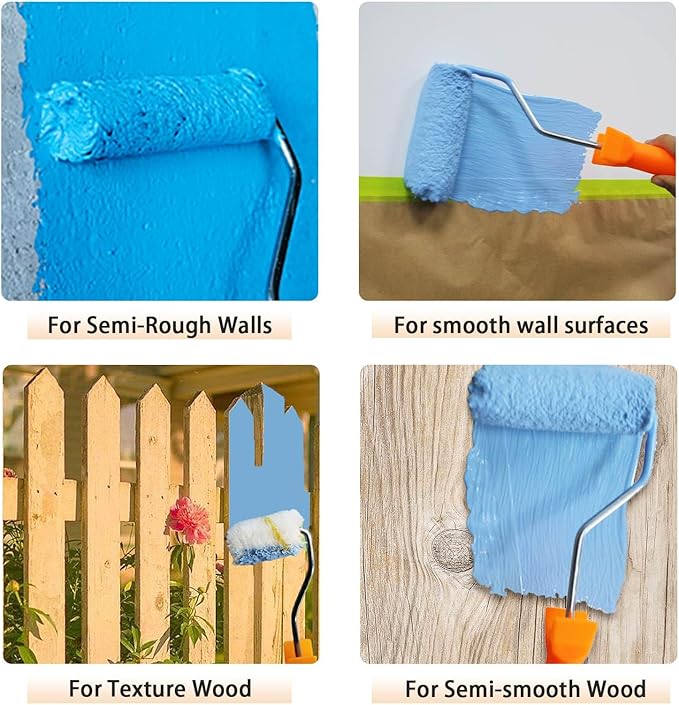 10 Pieces Paint Roller Cover with Frame Set, 2 inch Microfiber Roller Covers, Washable Covers for Roller Frame, House Painting Supplies, Naps for Paint Roller Brush for Painting Walls Ceilings