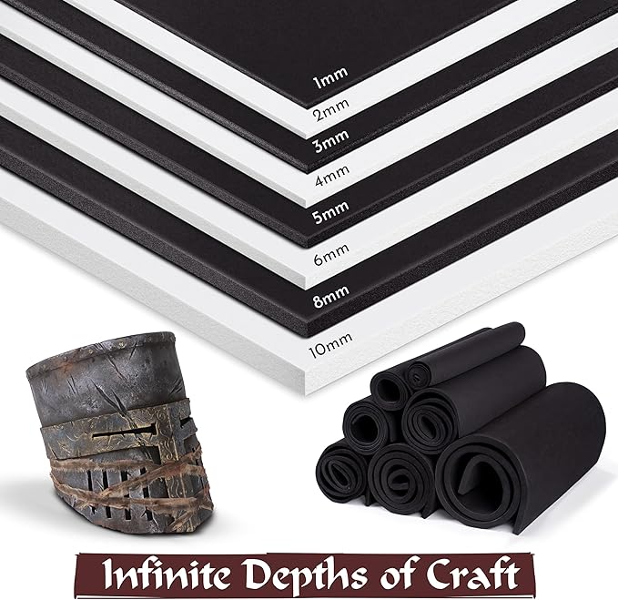 2-Pack Shape Retention EVA Cosplay Foam - 4mm Thick (Black) 14x39 inch High Density EVA Craft Foam Sheets - Premium 85 kg/m3 Heat Shape Material for DIY, Comic, Con or Halloween Costumes - The Foamory