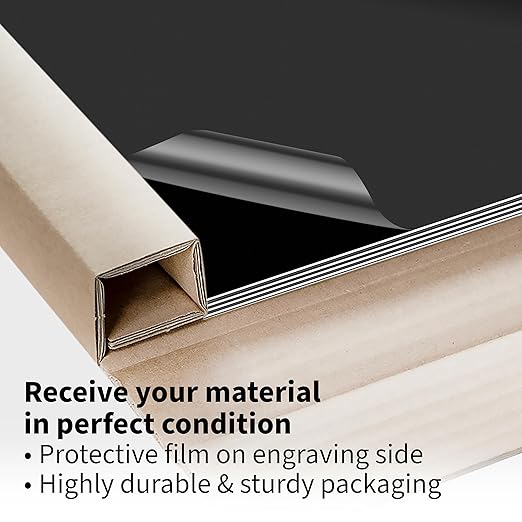 Trotec TroLase | 12"x20"x1/16", 4 Pcs | Black/White/Black | 3 Ply | Modified Acrylic | Laser Engraving Double Color Plastic Sheet | Engraving Blanks for Laser, Saw, Guillotine | Made in USA