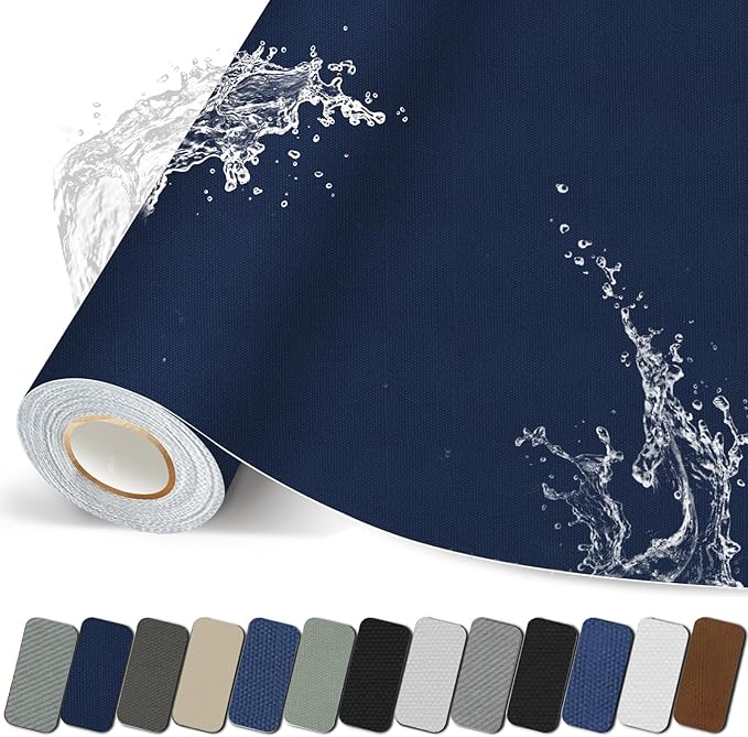 Canvas Repair Patch, Strong Sticky Fabric Repair Tape, Self-Adhesive Fabric Patch for Sofas, Tote Bags, Clothing, Car Seats, Furniture (Dark Blue, 3.5X79 Inch)