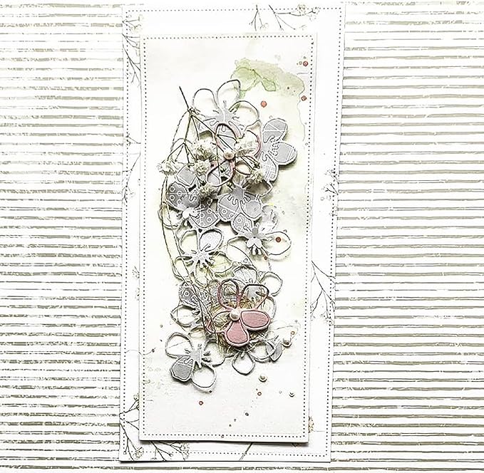 Lapoo Metal Cutting Die for Scrapbooking, 3D Backgrounds Frame New Cutting Dies DIY Album Card Making Decor Paper Craft Metal Die Cuts Party Wedding Decorations (Sea of Flowers 5.6 x 2.7 in)