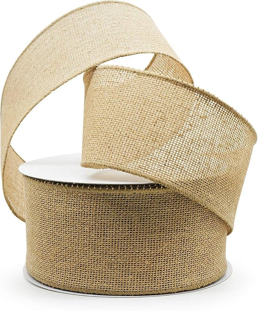 CT CRAFT LLC Burlap Fabric Wired Ribbon 3" x 20 Yards Natural Color for Christmas Home Wedding Decor Gift Wrapping Tree Topper Bow Wreath Bouquet DIY Crafts