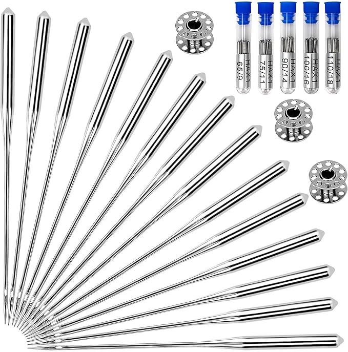 100PCS Sewing Machine Needles, Universal Sewing Machine Needle for Singer, Brother, Janome, Varmax, Needles for Sewing Machine with Sizes HAX1 65/9, 75/11, 90/14, 100/16, 110/18