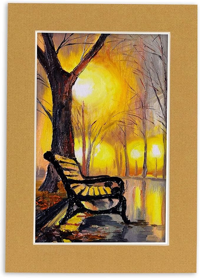 11x14 Mat for 8.5x11 Photo - Precut Rattan Beige Picture Matboard for Frames 11 x 14 Inches - Bevel Cut to Display Art 8.5 x 11 Inches - Acid Free Pack of 10 MATS with Backing Boards & Clear Bags