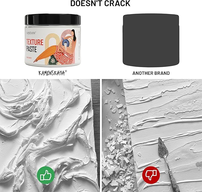 KAMENSKAYA Texture Paste - Modeling Paste Acrylic Medium - Dense White, 16.9 fl oz (500 ml)