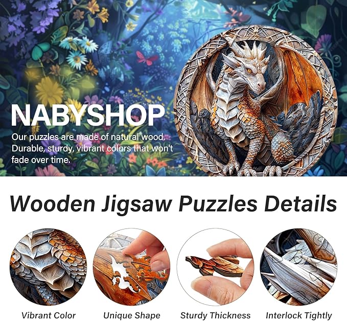 Wooden Puzzles for Adults, Cave Dragon Puzzle, Wood Adult Puzzle, Wooden Puzzle for Family Game and Birthday Gifts for DIY Lover (S-8.5 * 8.5in 100pcs)