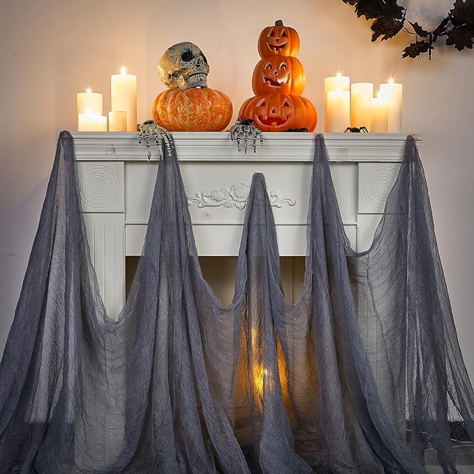 Boao Halloween Cheese cloth 85 x 197 Inch Gray Cheesecloth Roll for Crafts Large Cotton Muslin Gauze Fabric for Halloween Outdoor & Indoor Spooky Decoration