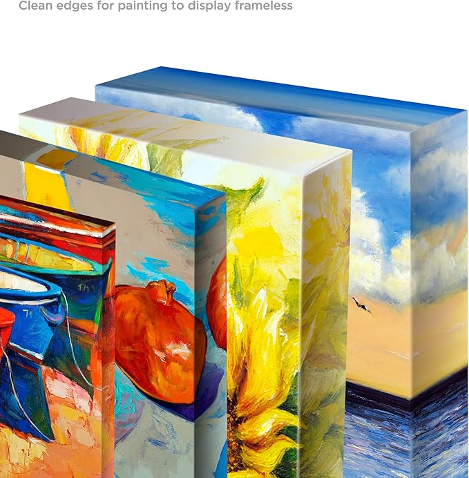 Creative Mark The Edge Deluxe Cotton 1-1/2" Deep Stretched Canvas for Painting, 15x60" Pack of 3, 14oz. Primed Weight, Universal Archival Priming, Medium Tooth, Frameless Artwork Canvas for Painters