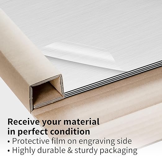 Trotec | Metallic Looking Acrylic Sheet | 12"x24"x1/16, 4 Pcs | Brushed Aluminum/Black | Metallic Finish - Scratch Resistant for Laser Engraving & Cutting,Printing,Glowforge,Name Plate | USA Made