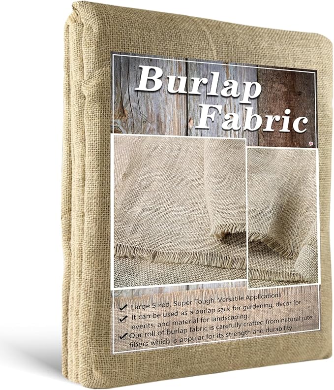 Burlap Fabric Roll, 40" x 24 Feet Burlap Garden Fabric Natural Jute for Decorations, Crafts, Weddings, Table Runner, Landscaping, Plants & Tree Covering