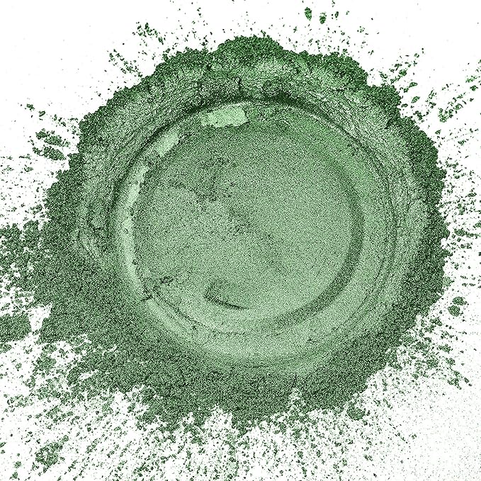 Dark Green Mica Powder for Epoxy Resin，Natural Shimmer Mica Powder Used for Coloring Resin Artwork, car Spray Paint, Candles, soap, Eye Shadow, Lip Gloss, Nail Polish(50g/1.7oz)