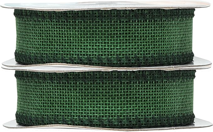 Mandala Crafts Green Burlap Ribbon 1 Inch Wide Jute Ribbons for Crafts - 20 Yds Roll Rustic Burlap Wrap Trim Ribbons for Wreaths Bows Wedding Party Decoration