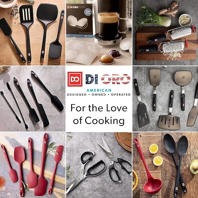 DI ORO Silicone Spatula - 600°F Heat-Resistant Rubber Kitchen Spatula for Baking, Scraping, & Mixing - BPA Free Nonstick Cookware Safe Flexible Utensil for Cooking - Dishwasher Safe (Clay)