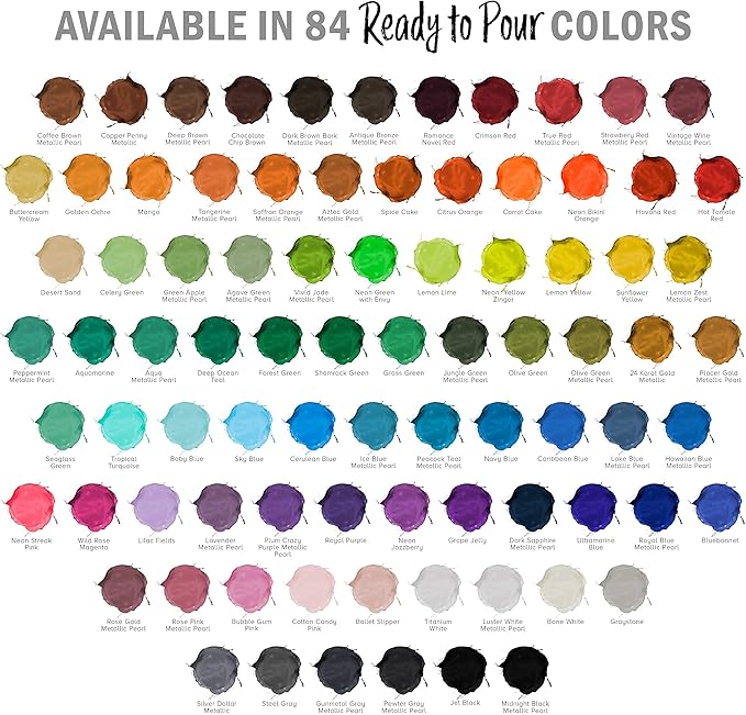 POURING MASTERS Jet Black Acrylic Ready to Pour Pouring Paint - Premium 32-Ounce Pre-Mixed Water-Based - for Canvas, Wood, Paper, Crafts, Tile, Rocks and More