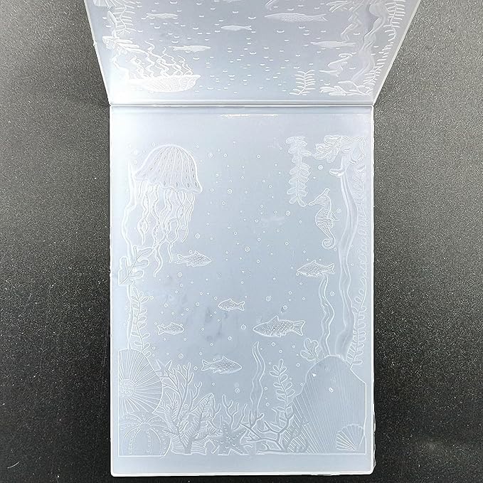 NZJ 3D Texured Sea Fish Jellyfish Plastic Embossing Folders for Card Making Scrapbooking and Other Paper Crafts