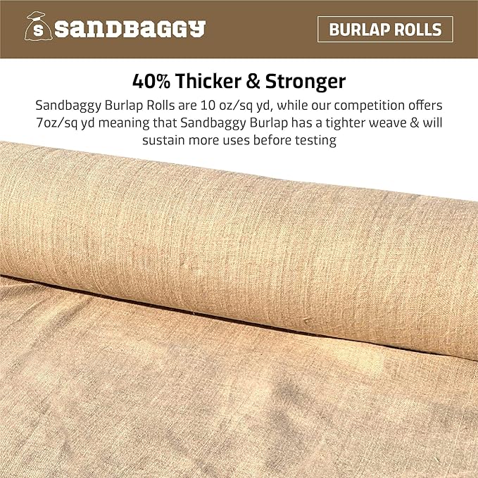 Sandbaggy Burlap Fabric Roll | 40 Inch by 300 ft | Great for Garden, Yard, Wedding, Craft, Decorating Tables | Constructed from Industrial Grade Burlap Fiber | 30% Thicker Than Competition (2 Rolls)