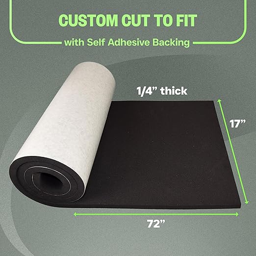XCEL Marine Foam Roll with Self Adhesive – Black, 72" x 17" x 1/4" Closed Cell Foam Rubber Water Resistant Padding Sheet Home, Marine, Garage, Auto Insulation & Cosplay (Black, 72" x 17" x 1/4")