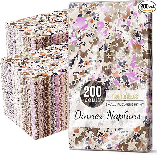 Trendables Floral Napkins for decoupage 200 Pcs 3 Ply floral paper napkins decorative Guest Towels Disposable Bathroom, Flower Design For Tea Party Decorations, Dinners & Weddings