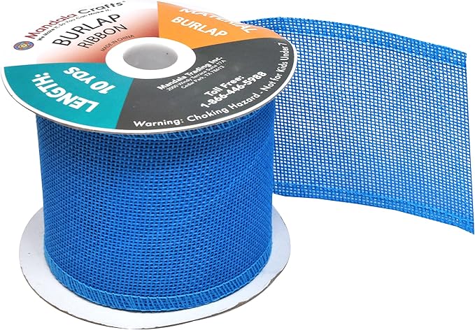 Sky Blue Burlap Ribbon 3 Inch 2 Rolls 20 Yards Unwired Rustic Jute Ribbon for Crafts, Mason Jars, Weddings, Party Decoration; by Mandala Crafts