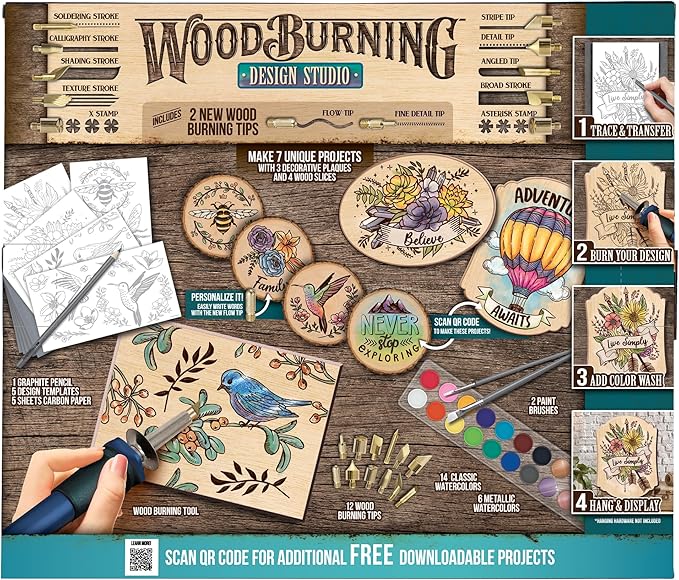 ArtSkills Wood Burning Tool Kit – 55 Piece Complete Woodburning Arts and Crafts Kit for Kids & Adults Cool Gifts for Teen Boys & Girls Fun Crafts DIY Projects