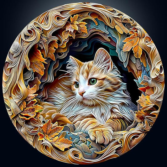 masseruon Puzzles for Adults 1000 Pieces-Cat Puzzle-26.6 * 26.6in Round Jigsaw Puzzels with HD Matte Finish-Hard Difficult Puzzel for Adult-Challenging Gift for Puzzel Lovers Home Decor