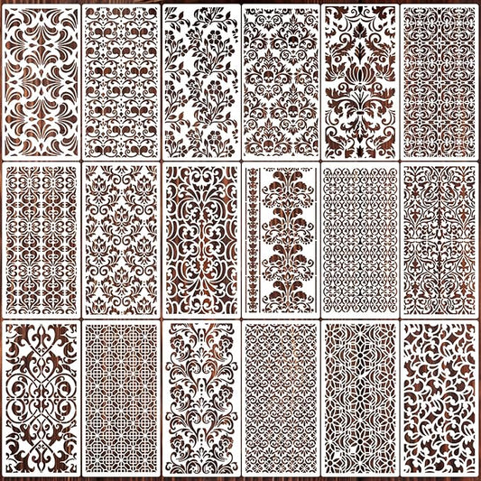 Damask Stencils for Crafts Reusable Texture Stencils Mixed Media Stencil Background Drawing Templates for Painting on Wood Wall Fabrics Crafts Furniture