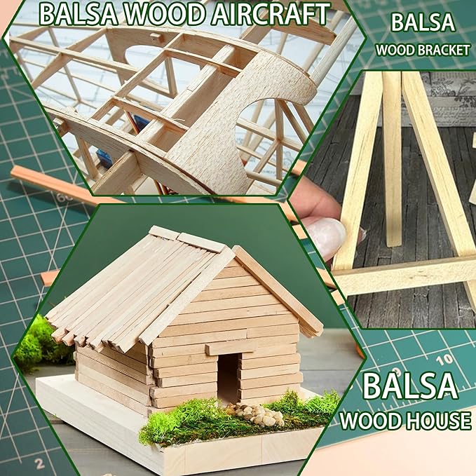 240Pcs Wood Square Dowel Rods 1/8 x 1/8 x 12 inch,Balsa Wood for Crafts,Model Making (1/8"x12"-240pcs)