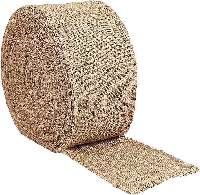 KINJOEK 5 Inch Wide 54 Yards Burlap Ribbon, Natural Jute Fabric Ribbon Crafts Ribbon for Christmas Wedding Gifts Burlap Fabric DIY for Decoration