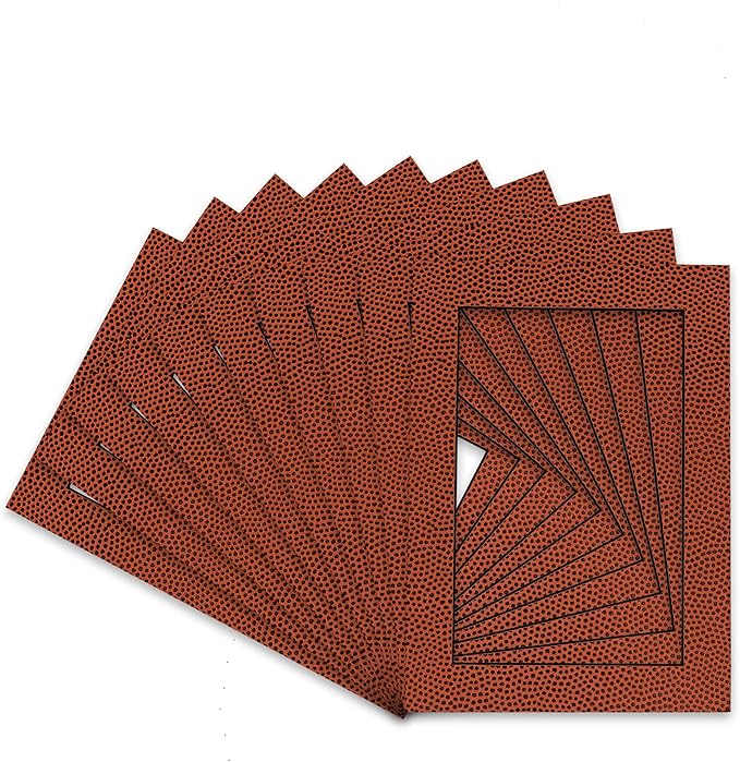 Poster Palooza Pack of TEN 8x10 Mats Bevel Cut for 6x8 Photos - Acid Free Football Texture Precut Matboards For Pictures, Photos, Framing - 4-ply Thickness