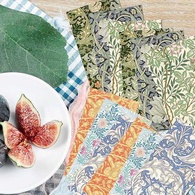 120PCS William Morris Floral Paper Napkins - 6 Vintage Wildflower Disposable Hand Towels for Bathroom, Dinner, Picnic, Wedding | 4.5"x8" | Disposable Napkins for Daily Use, Family Gatherings